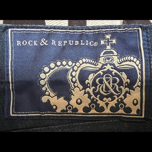 NWT Rock & Republic Victoria Beckham Gold Crown Straightleg Jeans Sz 29 (owner) - Picture 3 of 15